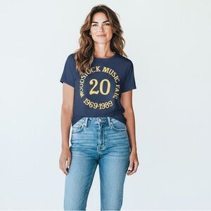 Vintage Woodstock 1989 Navy and Yellow 20th Anniversary T-Shirt